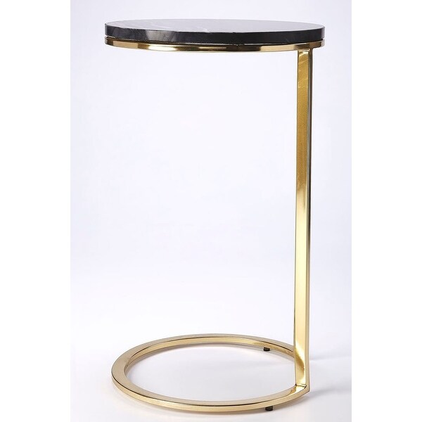 Modern Marble and Metal Round Side Table - Multicolor