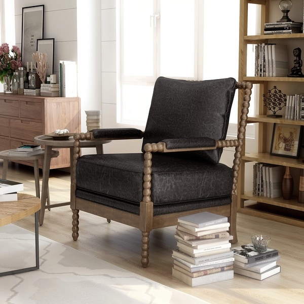 The Curated Nomad Union Rustic Boho Faux Leather Arm Chair