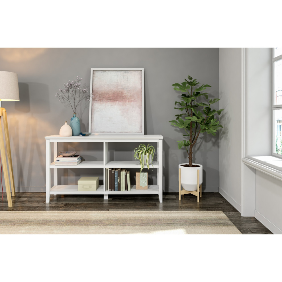 Newridge 2 Tier Low Wooden Bookcase White   Transitional   Bookcases   by VirVentures  Houzz