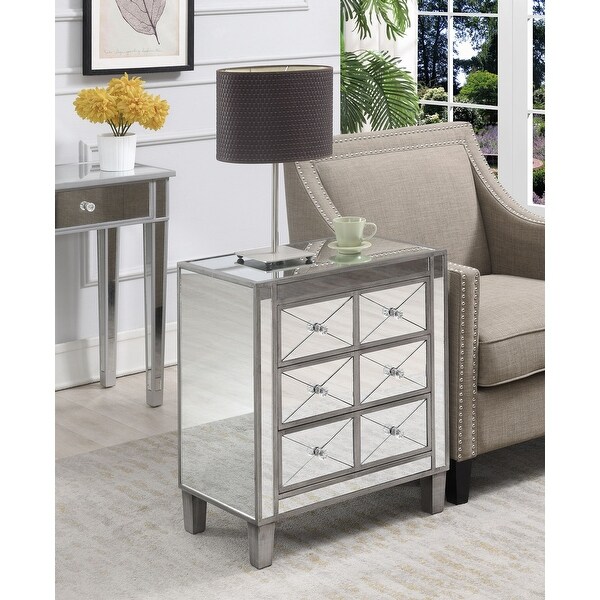 Silver Orchid Bertram 3-drawer Mirrored End Table