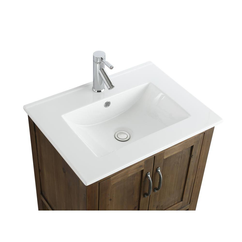 Design Element Austin 24 in. W x 19 in. D Bath Vanity in Natural with Porcelain Vanity Top in White with White Basin DEC4006-S