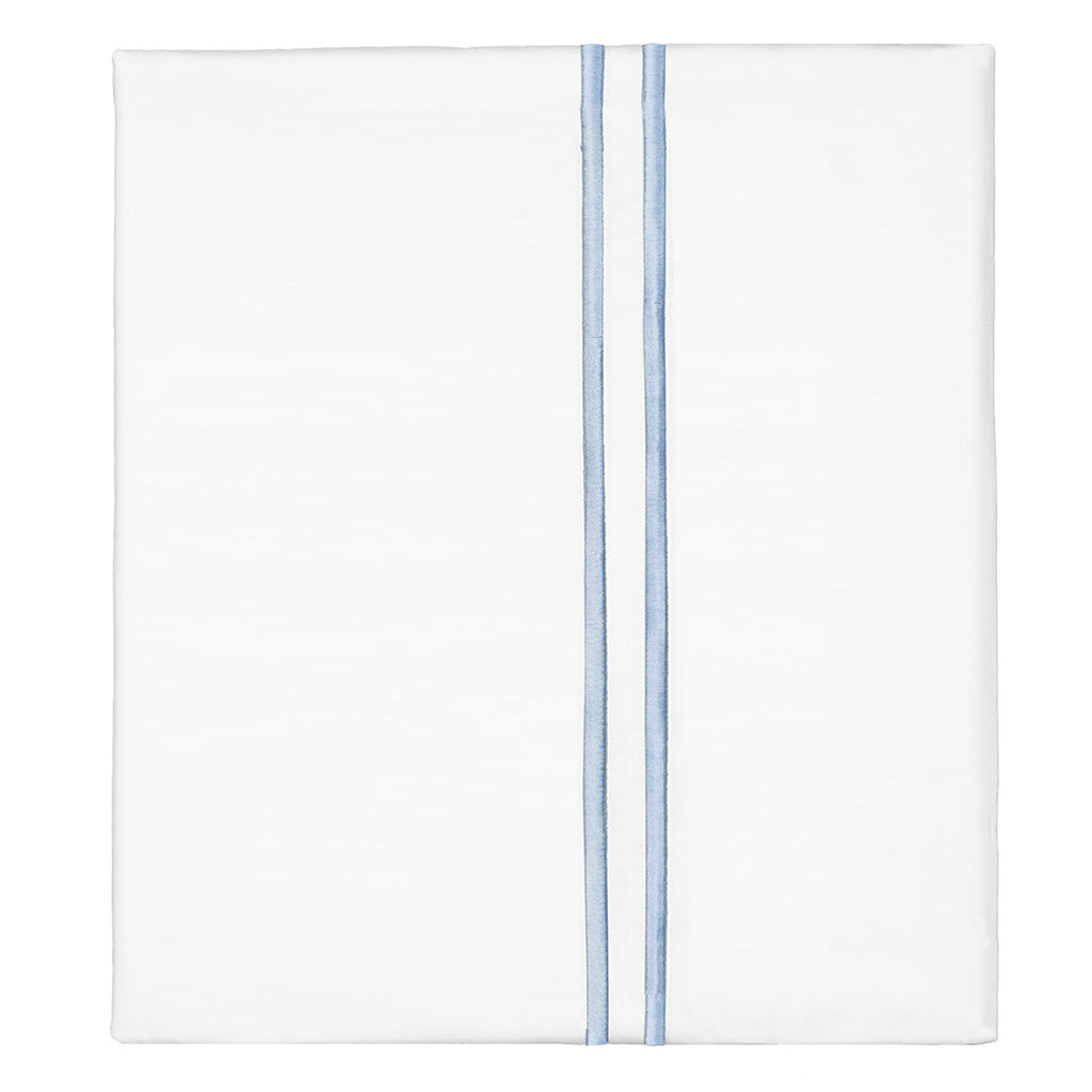 French Blue Lines Embroidered Flat Sheet