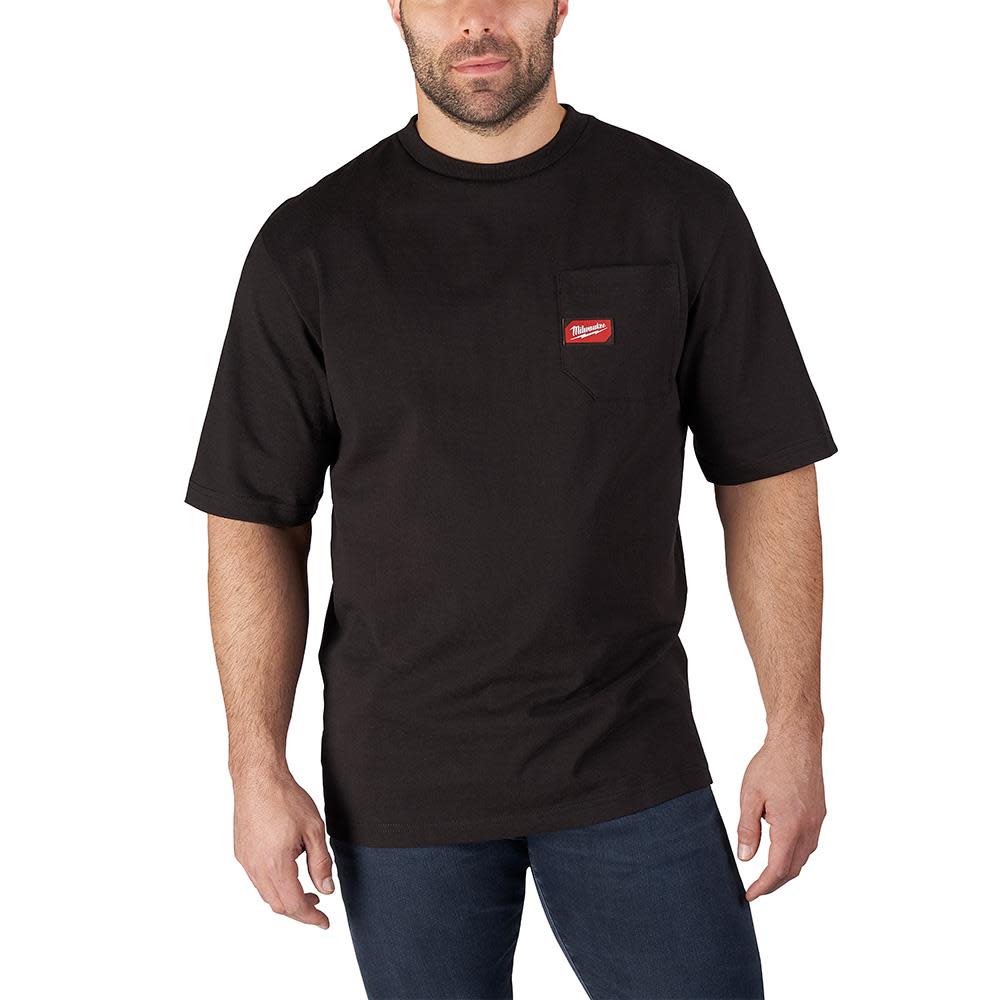 Heavy Duty Black Pocket Short Sleeve T-Shirt ; Small ;