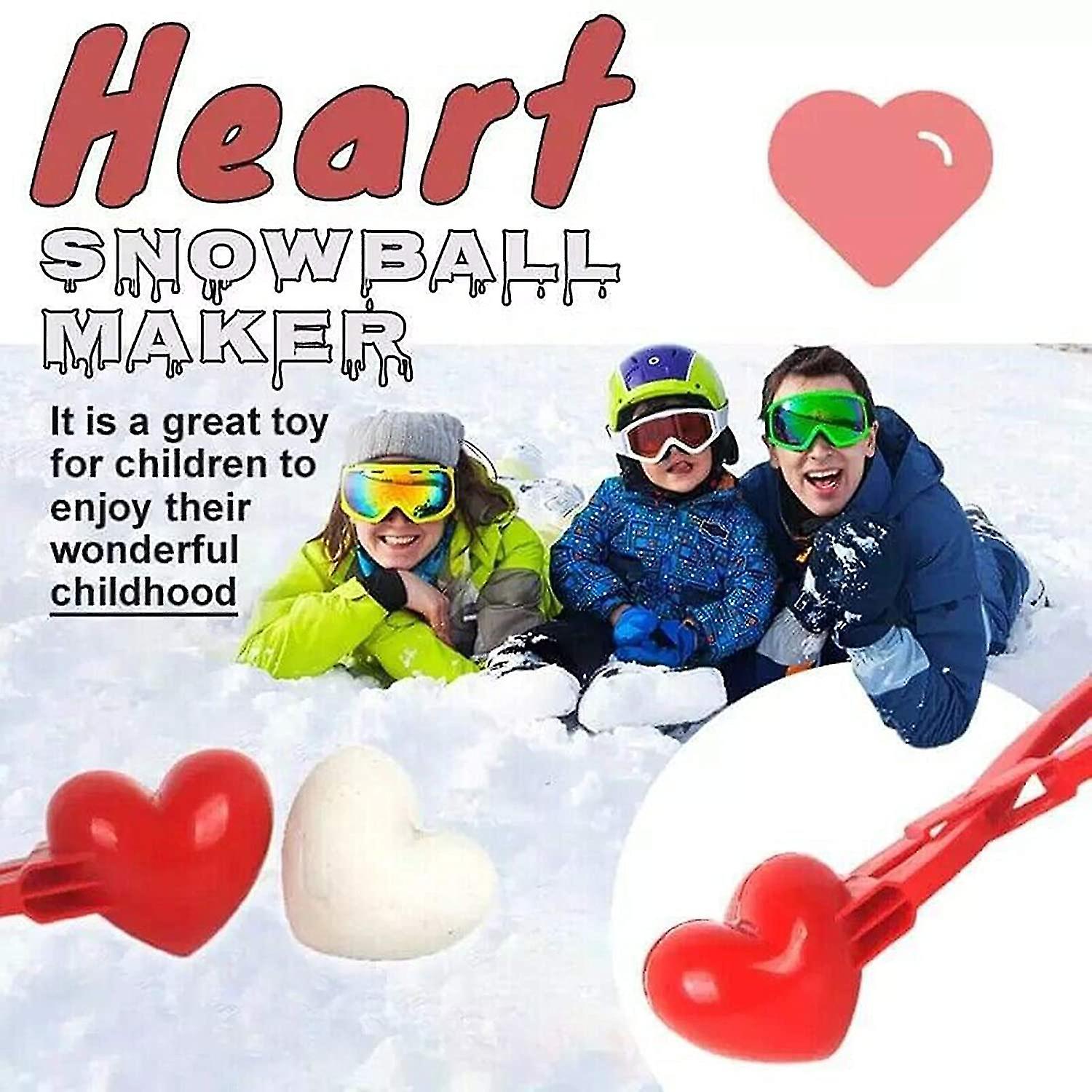 Snowball Maker Clip， Heart-shaped Snowball Maker Clip， Winter Sand Ball Mold， Plastic Clip， Kids Toy