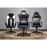 RS Gaming Davanti Faux Leather High-Back Gaming Chair， Black/Blue， BIFMA Certified