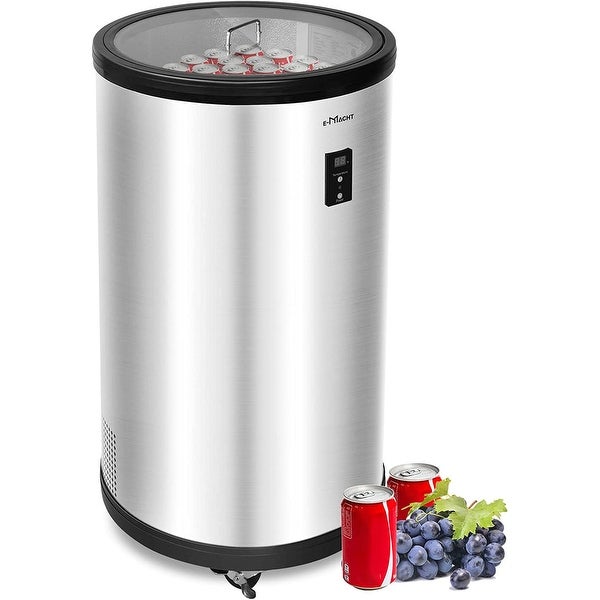 1.8 Cu.Ft Beverage Refrigerator Party Cooler Fridge with 4 Universal Wheels， Removable Baskets and LCD Display