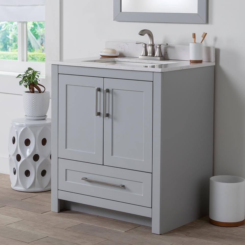 Home Decorators Collection Craye 30 in. W x 21.6 in. D x 34 in. H Bath Vanity Cabinet without Top in Pearl Gray CY30-PG