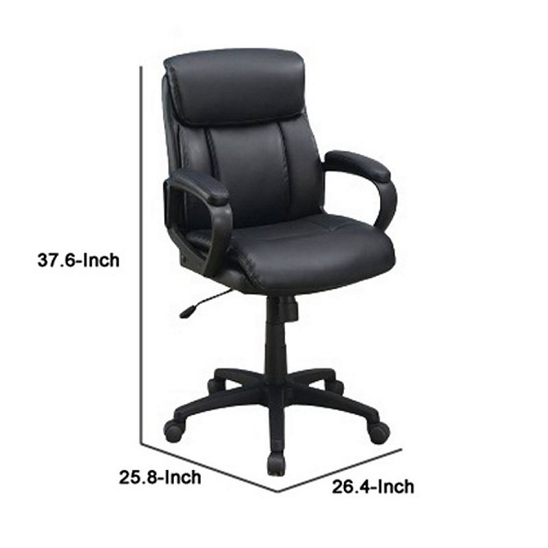 Office Chair with Top Padded Back and Casters， Black