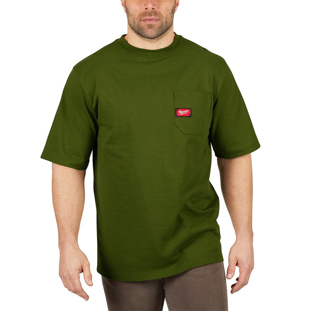 Heavy Duty Green Pocket Short Sleeve T-Shirt ; Small ;