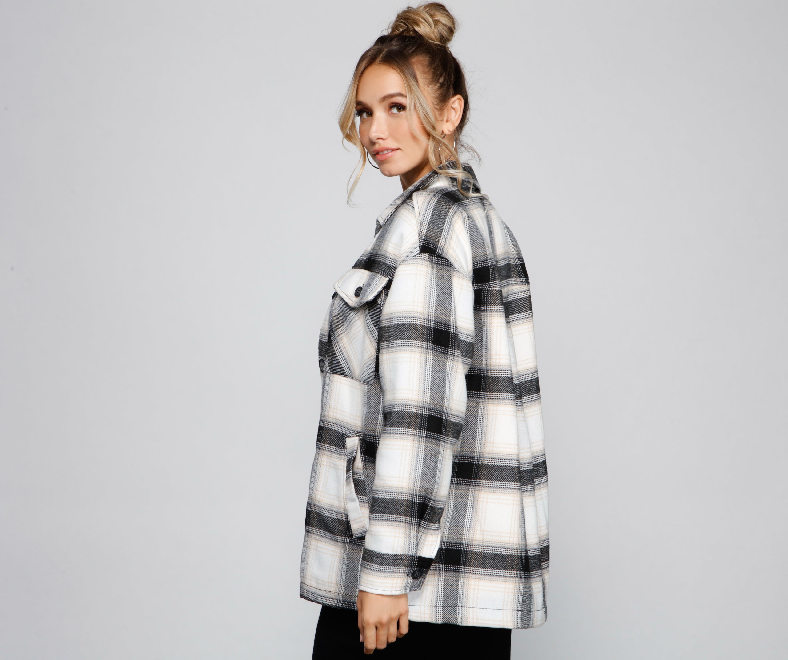 Falling For Cozy Vibes Plaid Sherpa Jacket