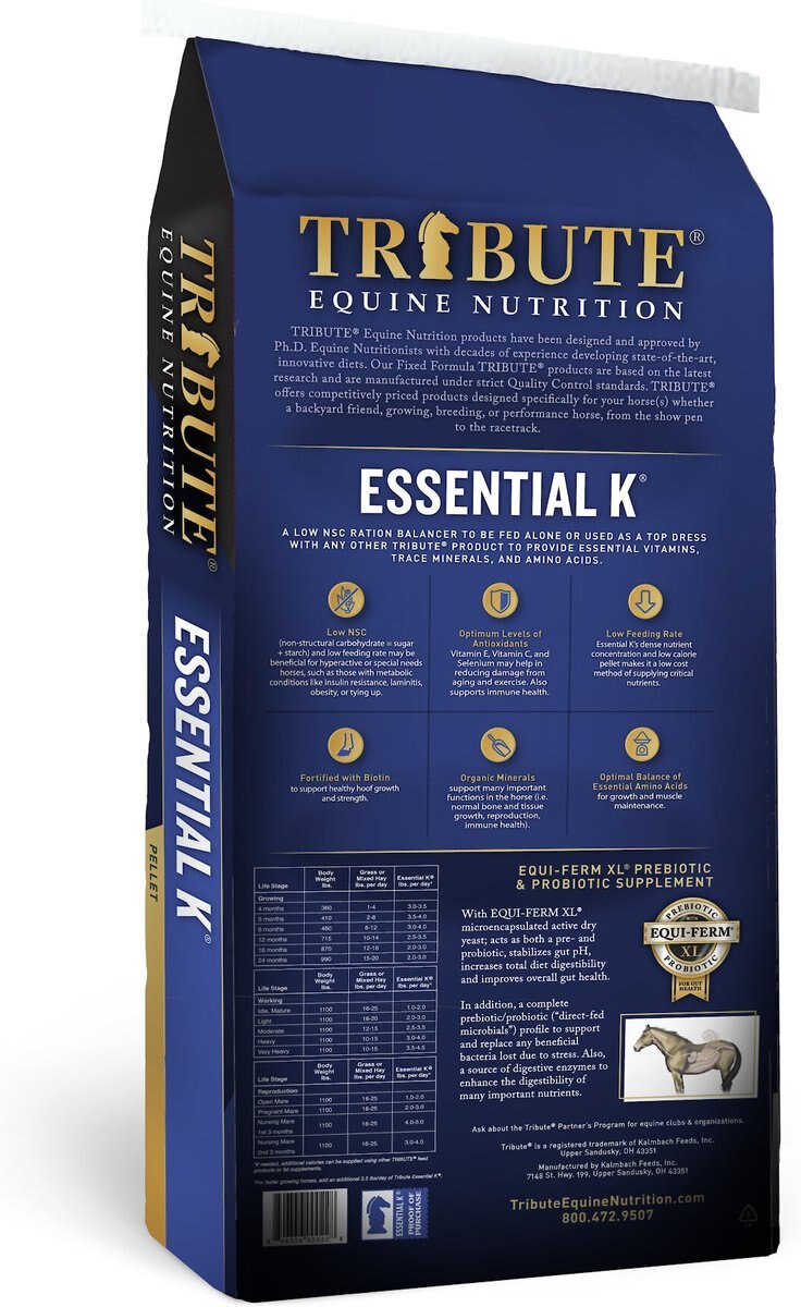 Tribute Equine Nutrition Essential K Low-NSC Horse Feed