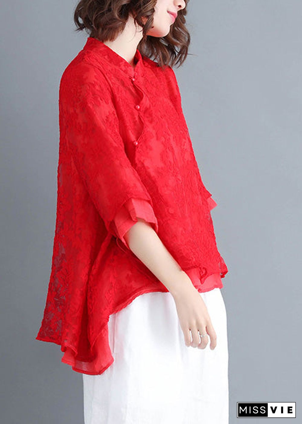 Style white lace top silhouette Women Button Down Dresses Summer blouse