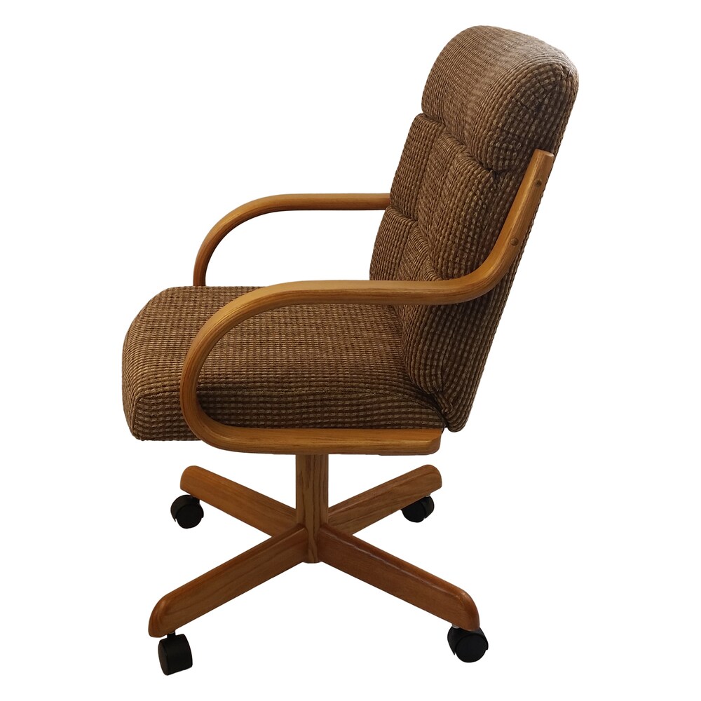 Caster Chair Company C118 Arlington Swivel Tilt Caster Arm Chair Caramel Tweed Fabric