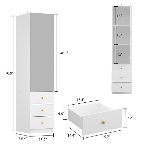 Mirrored Dresser Organizer Clothing Storage Cabinet Storage Tower - - 37291755