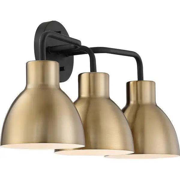 Sloan 3 Light Vanity Matte Black and Burnished Brass Finish