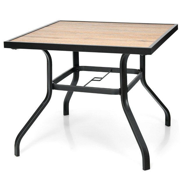 Costway Patio Square Dining Table Metal Bistro Table Garden Poolside Backyard