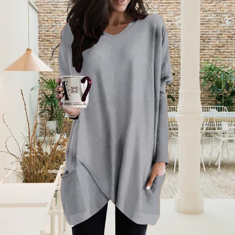 Comfortable Solid Color Loose Casual Long Sleeve T-Shirt