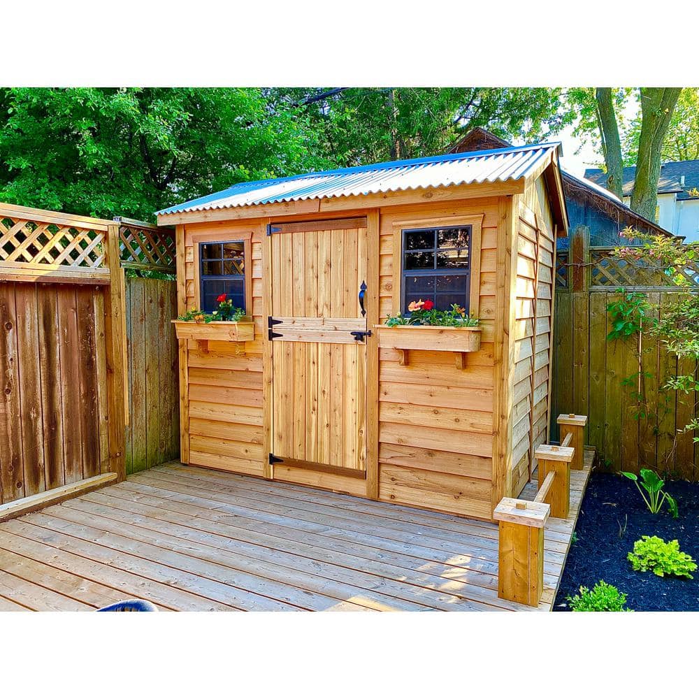 Outdoor Living Today Cabana 9 ft. W x 6 ft. D Cedar Wood Garden Shed with Metal Roof (54 sq. ft.) CB96-METAL-AK