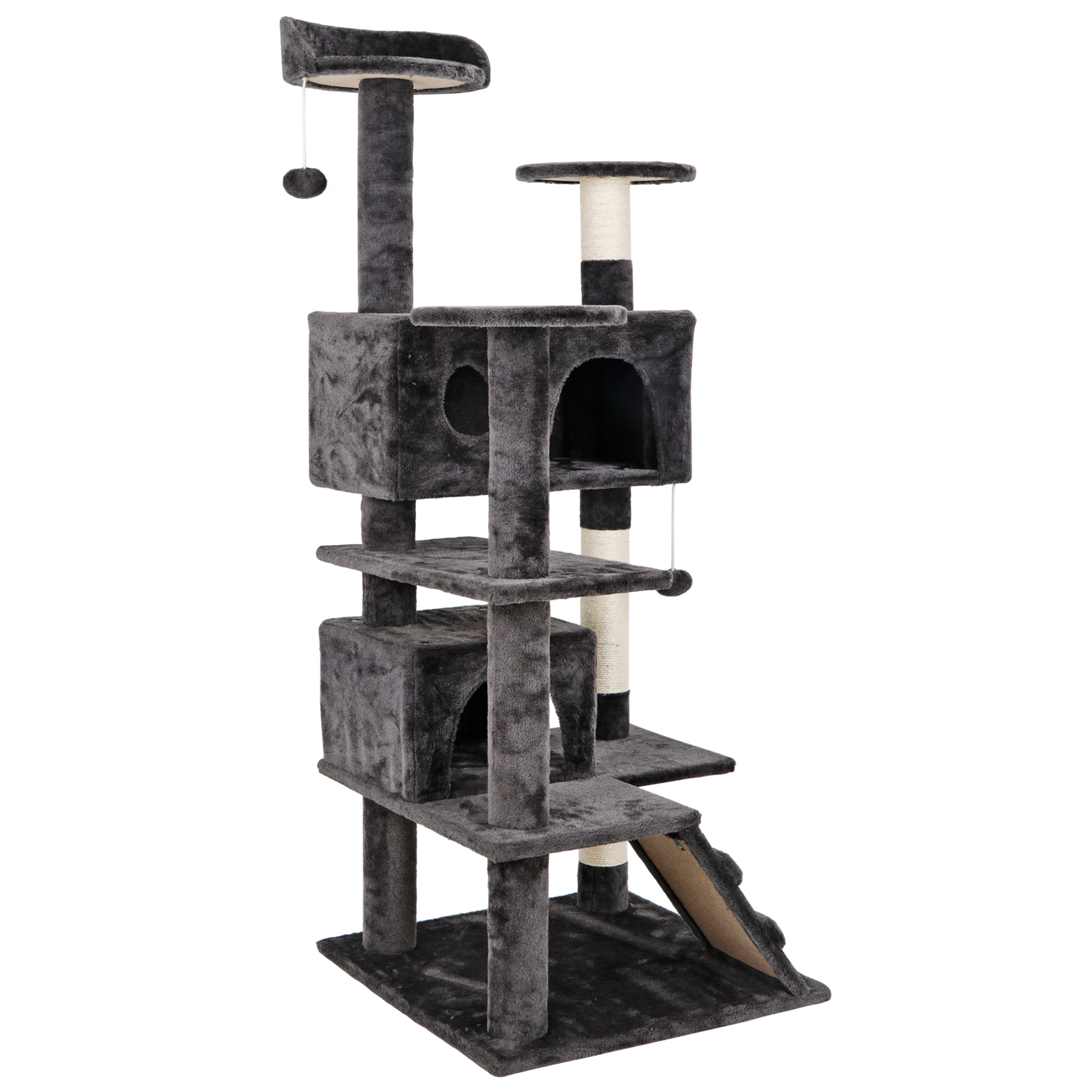 ZENY 53" Cat Tree Multi-Levels Condos Scratching Post Tower Play House, Dark Gray