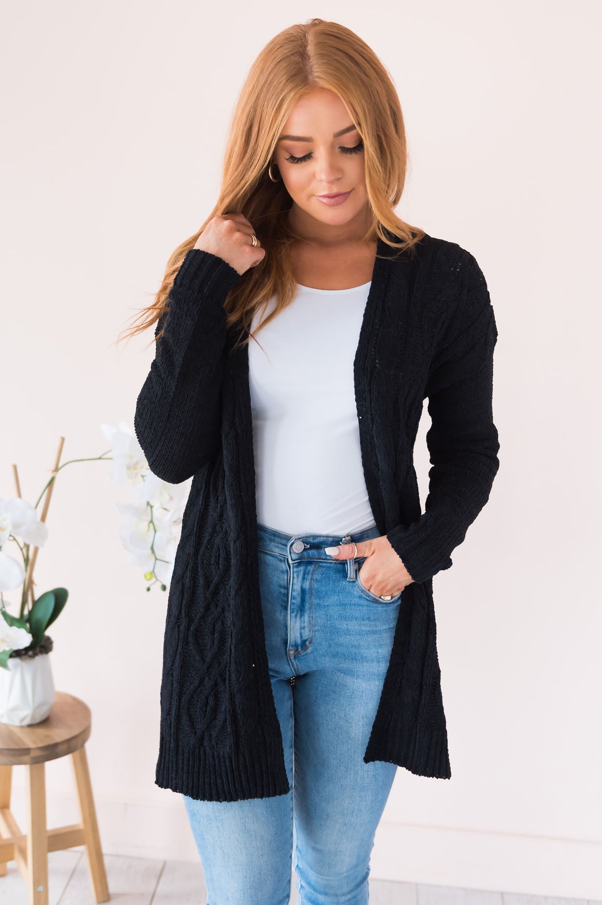 Warms My Heart Modest Chenille Cardigan