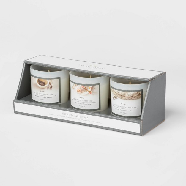 3pk Milky Glass Candle Gift Set White