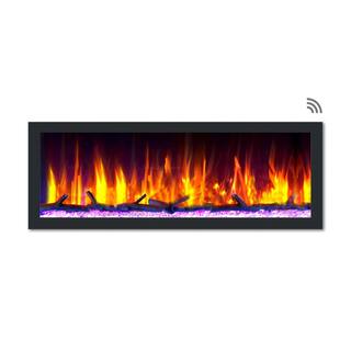 Dynasty Fireplaces 52 in. Cascade Flush-Mount LED Electric Fireplace in Black DY-BTX52