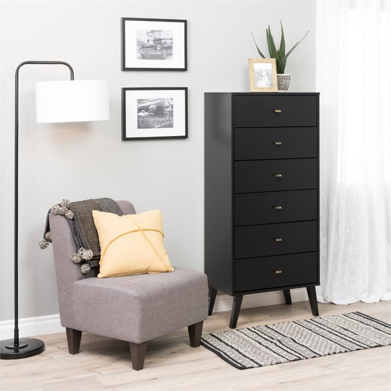 Home Square 2-Piece Set with Modern 2-Drawer Nightstand and Tall 6-Drawer Chest