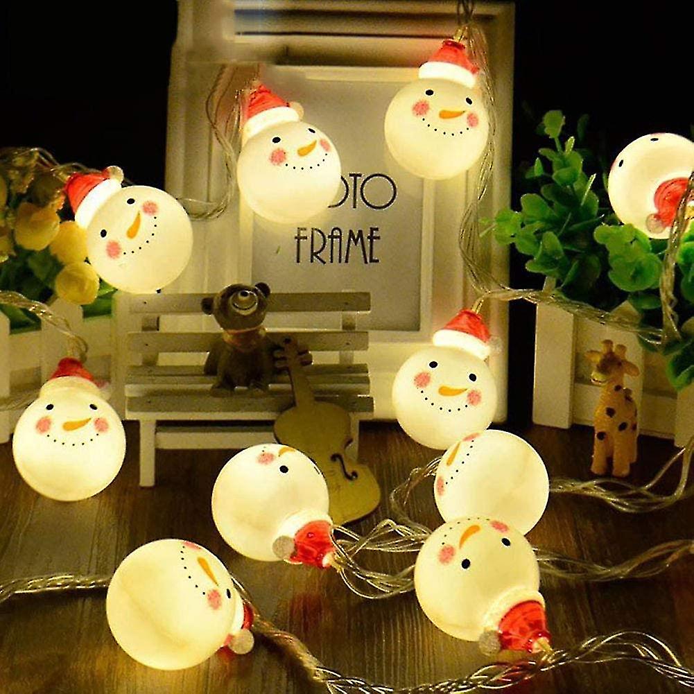 3 Pcs 10 Led Snowman String Starry Light For Xmas Party，warm White