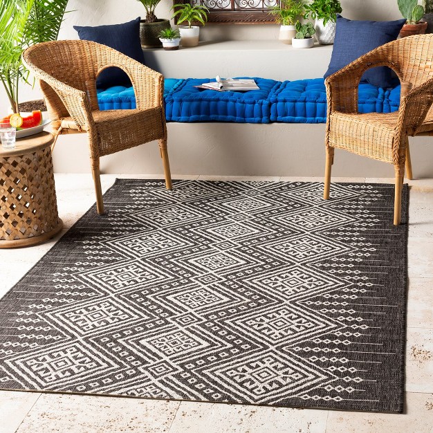 Mark amp Day Hamme Rectangle Woven Indoor And Outdoor Area Rugs Black white