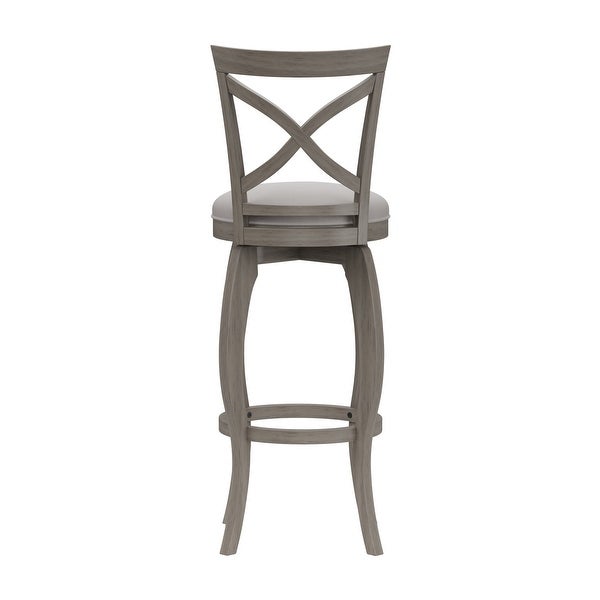 Ellendale X-Back Wood Padded Swivel Bar Height Stool