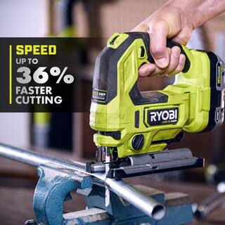 RYOBI ONE+ HP 18V Brushless Cordless Jig Saw w FREE 4.0 Ah HIGH PERFORMANCE Battery  Charger PBLJS01B-PSK014