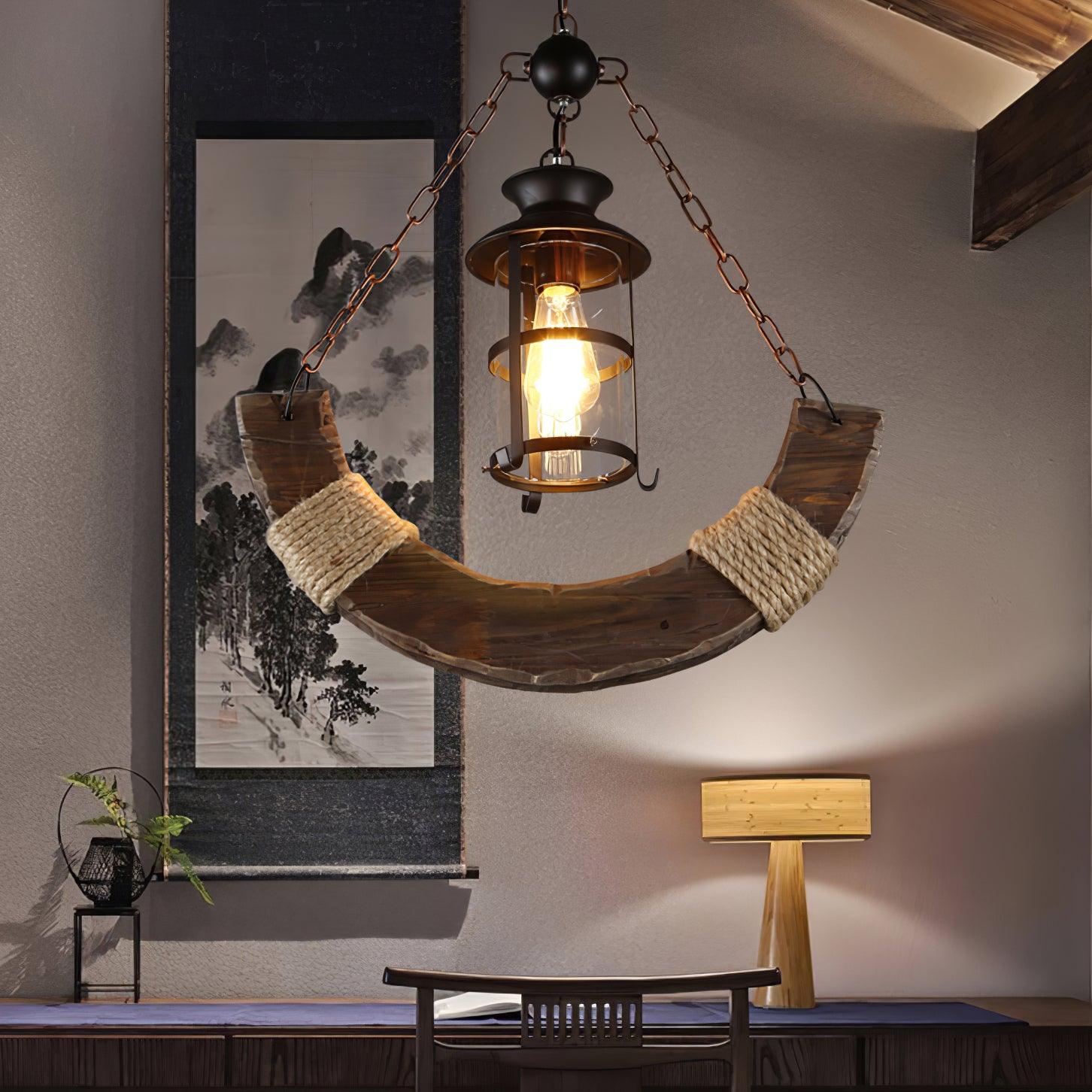 Nautical Industrial Style Wooden Chandelier