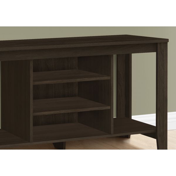 Tv Stand， 48 Inch， Console， Media Entertainment Center， Storage Shelves， Living Room， Bedroom， Brown Laminate， Contemporary， Modern