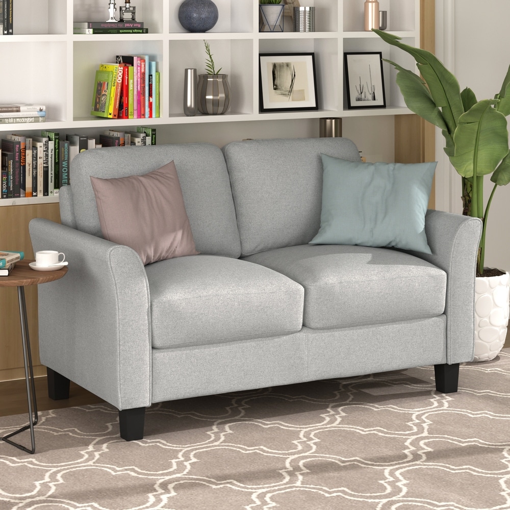 Sturdy Love Seat Sofa with Soft Linen Cushions