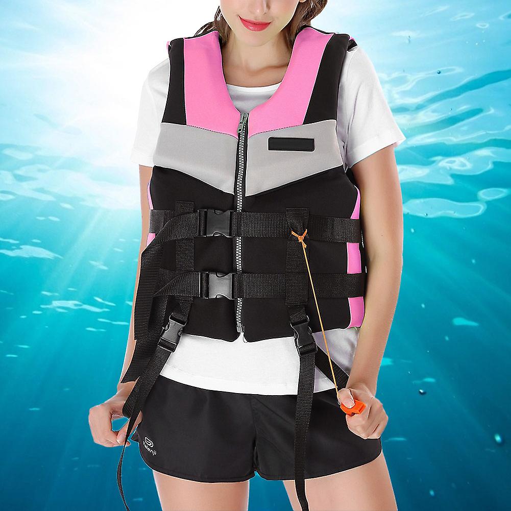 Kayaking Swimming Adult Safety Buoyancy Life Jacket Vest Reusable With Whistle(pink S)