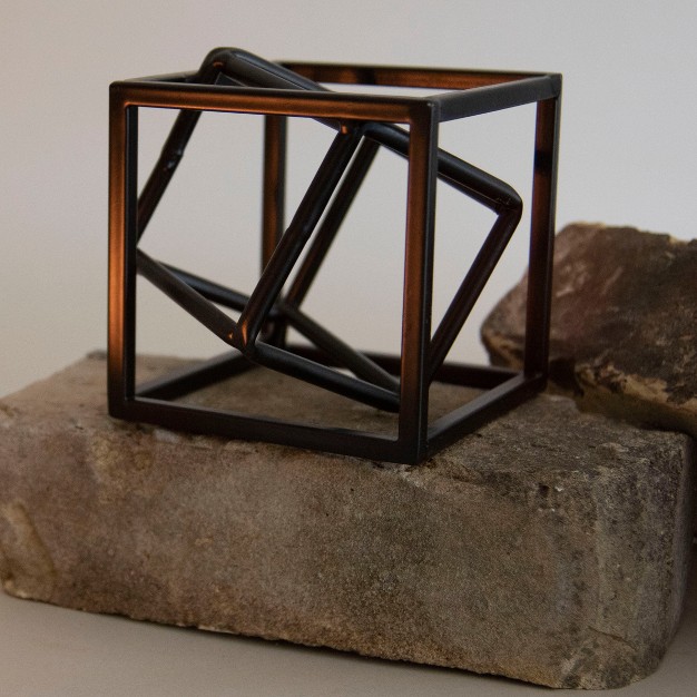 Black Modern Cube Metal Decorative Sculpture Foreside Home amp Garden