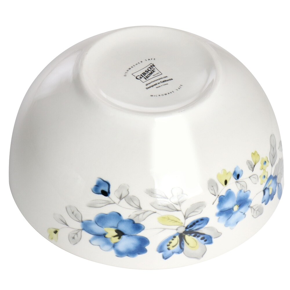 Gibson Home Uppingham Fine Ceramic 12Pc Dinnerware Set in Blue Floral