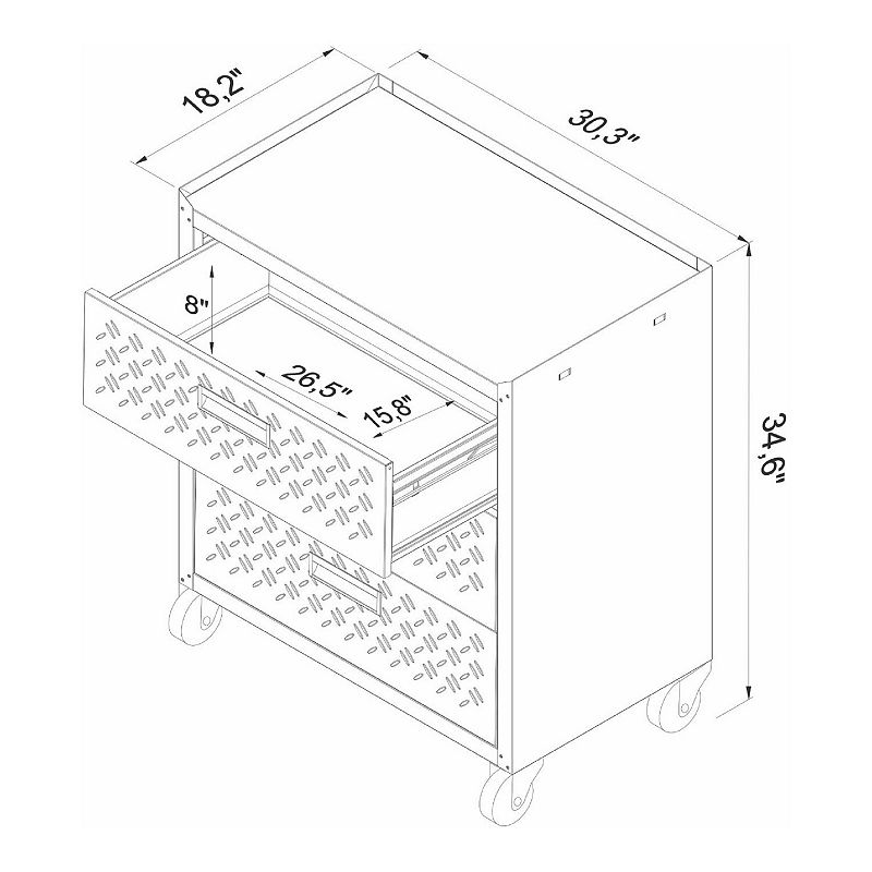 MANHATTAN COMFORT 3-Piece Fortress Mobile Garage Cabinet and Worktable Set