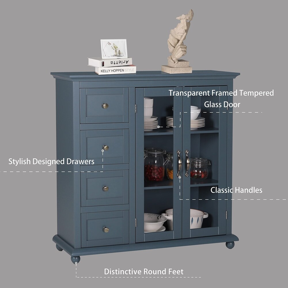 Sideboards and Buffets Storage Cabinet  Buffet Cabinet with Drawers   Doors  Freestanding Cupboard Buffet Server Console Table