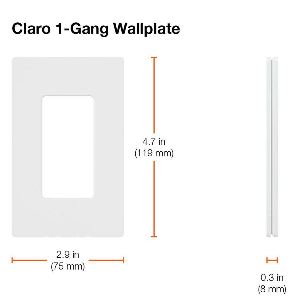 Lutron Claro 1 Gang Wall Plate for DecoratorRocker Switches Gloss White (CW-1-WH-2PK) (2-Pack) CW-1-WH-2PK