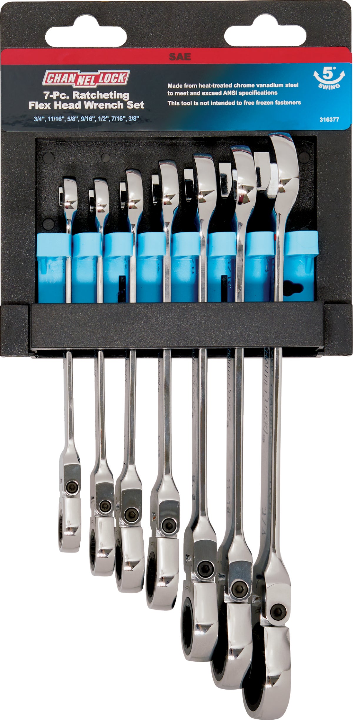 Channellock 7-Piece Flex Head Ratcheting Combination Wrench Set