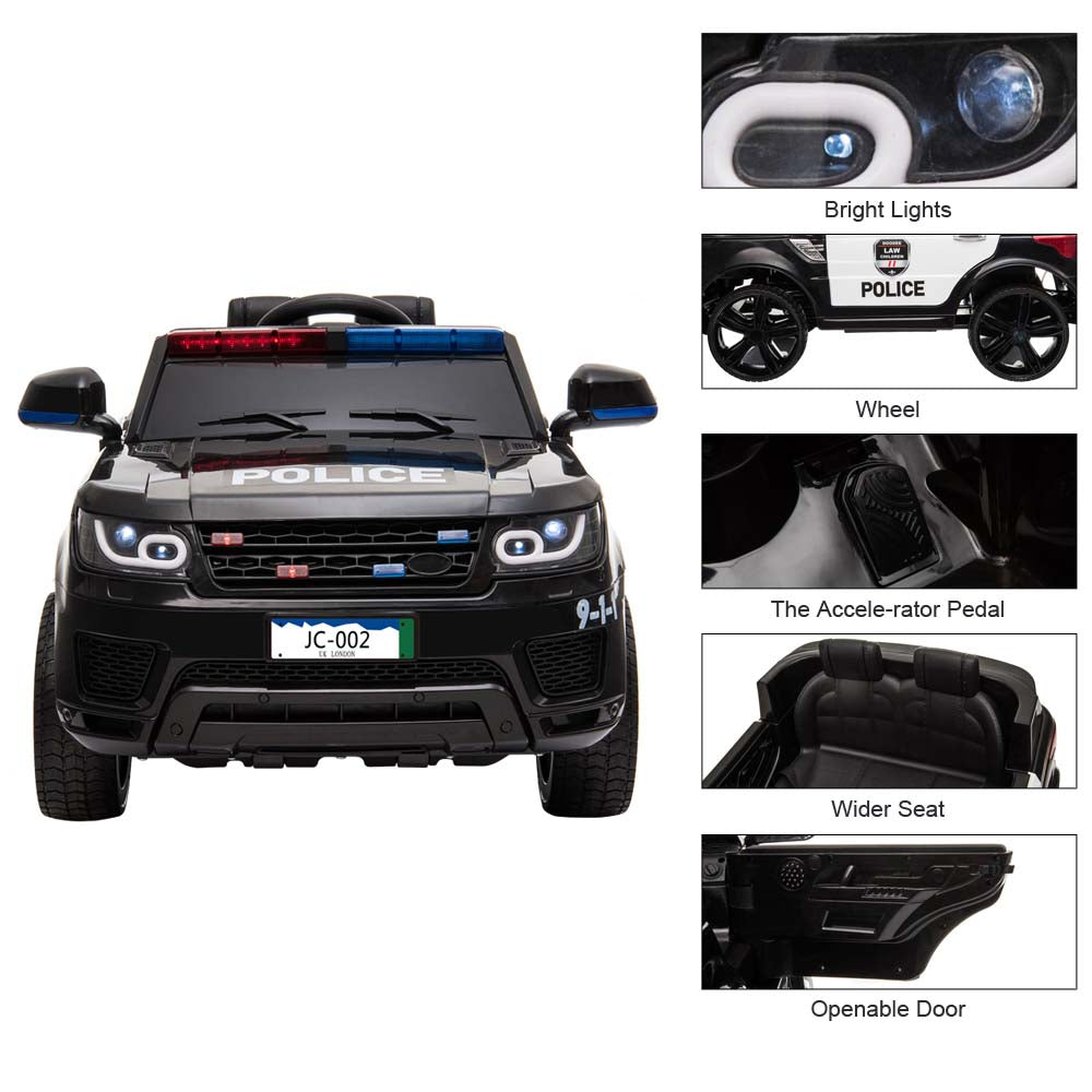 Yescom 12V Ride On Police Car Remote Control Headlights & MP3