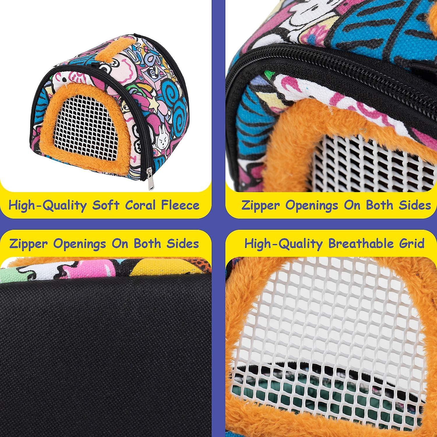 Hamster Carrier Bag- Small Animal Portable Breathable Outgoing Bag Small Guinea Pig Hedgehog Carriers With Detachable Strap Double Zipper Travel Pets