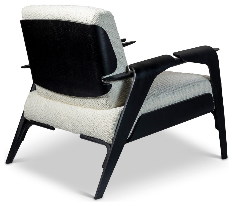 Modern Brazilian  Fly  Accent Chair  Boucle Ivory Upholstery   Midcentury   Armchairs And Accent Chairs   by Urbia  Houzz