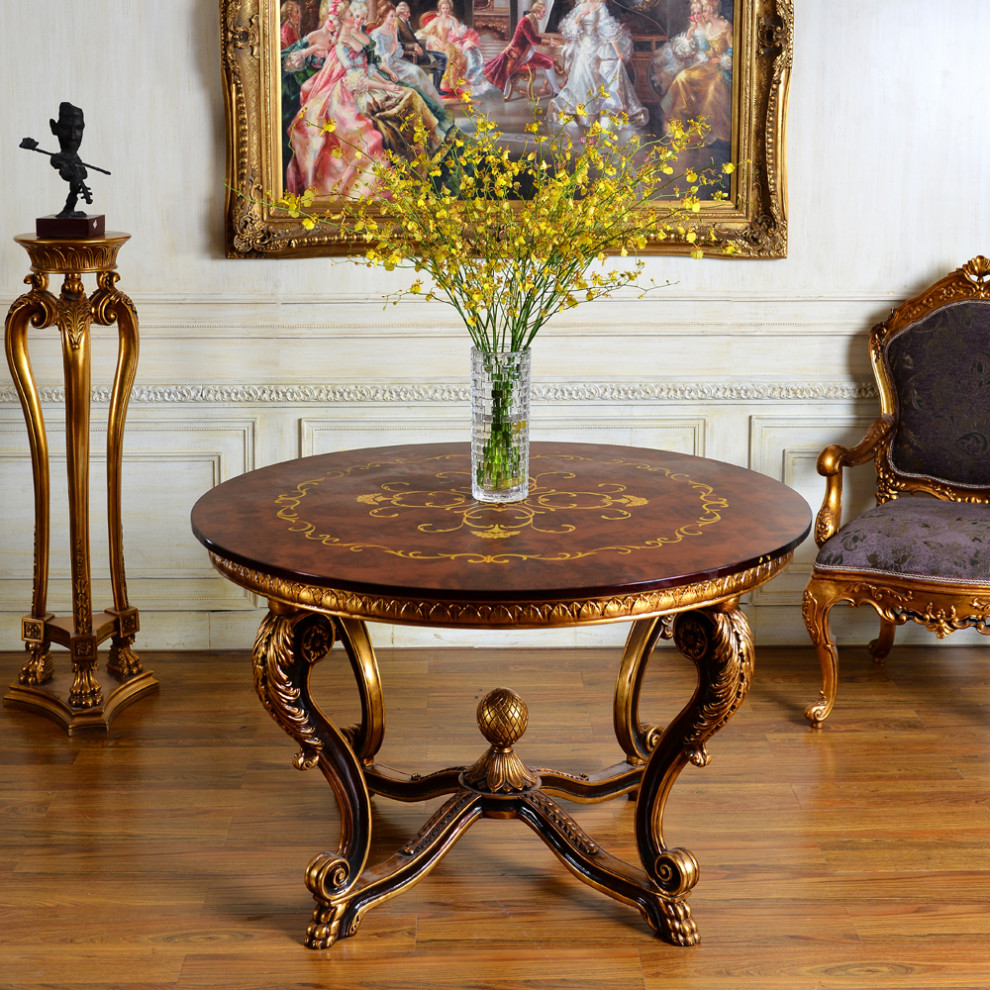 Gold Flower Stand Pedestal 13 quotx47 quot  Victorian   Plant Stands And Telephone Tables   by Infinity Furniture  Houzz