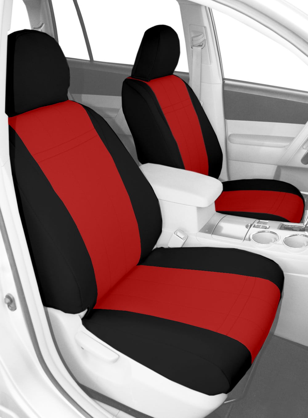 CalTrend Front Neo Seat Covers for 2008-2014 Nissan Altima - NS112-02NN Red Insert with Black Trim