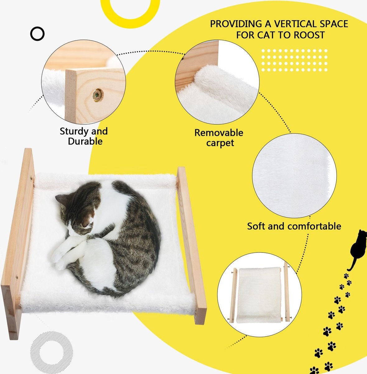 Coziwow Wall Mounted Cat Bed， White