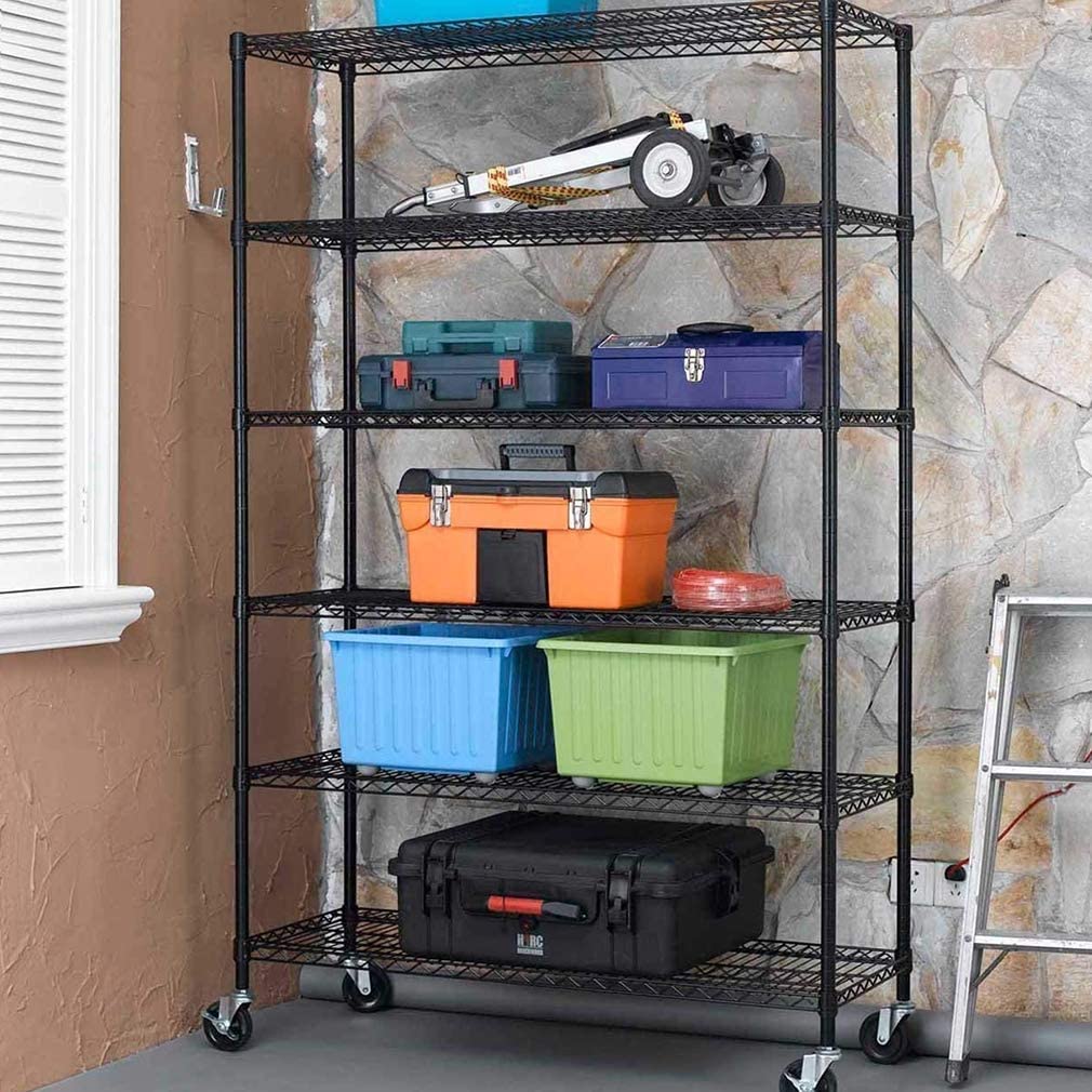 BestOffice NSF wire shelving unit 6-tier large storage adjustable steel storage rack with 4