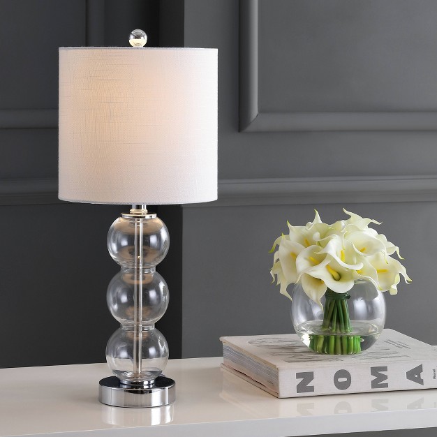 Glass metal February Table Lamp includes Led Light Bulb Silver Jonathan Y