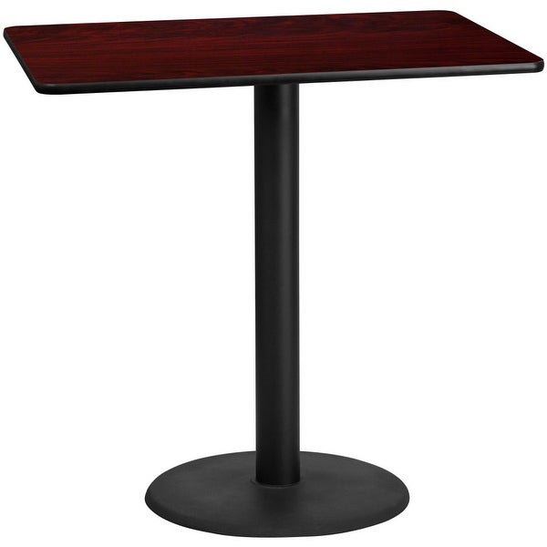 30'' x 48'' Rectangular Laminate Table Top with 24'' Round Bar Height Table Base - 30